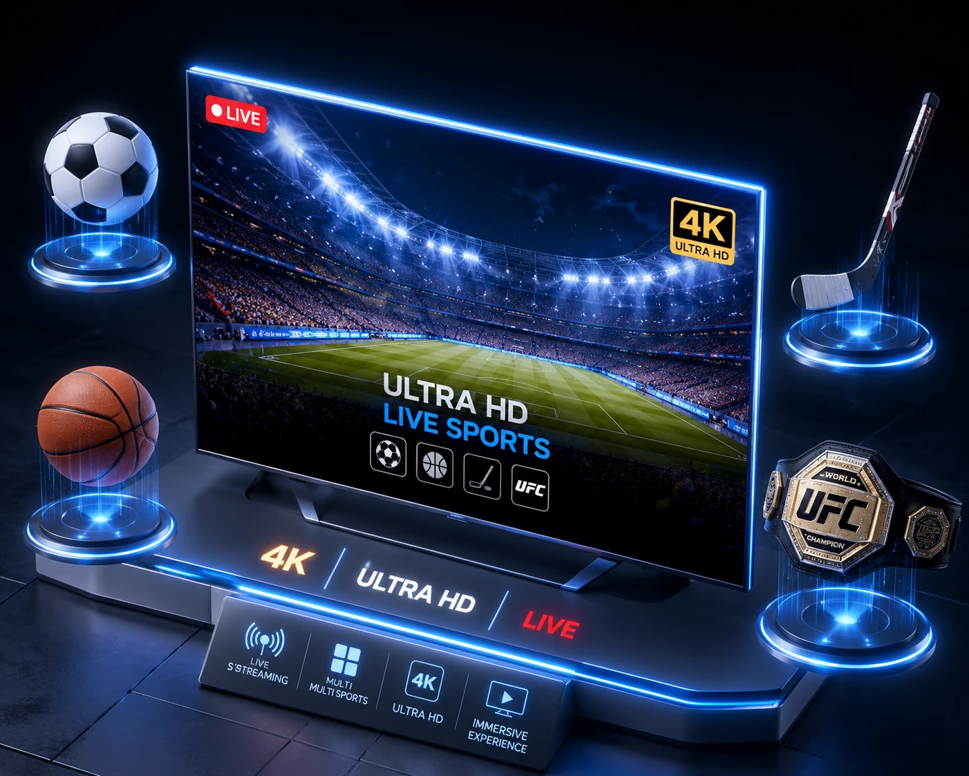 4K IPTV live sports — NFL, NBA, NHL and UFC in Ultra HD